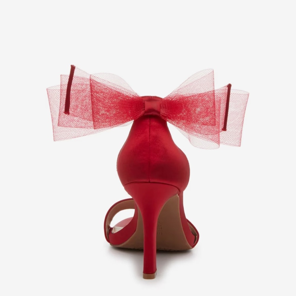 Kelly & Katie Red Heeled Shoes with Ribbon Straps